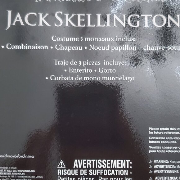 Toddler Jack Skellington Nightmare Before Christmas Halloween Costume - 3-4T - Picture 2 of 8